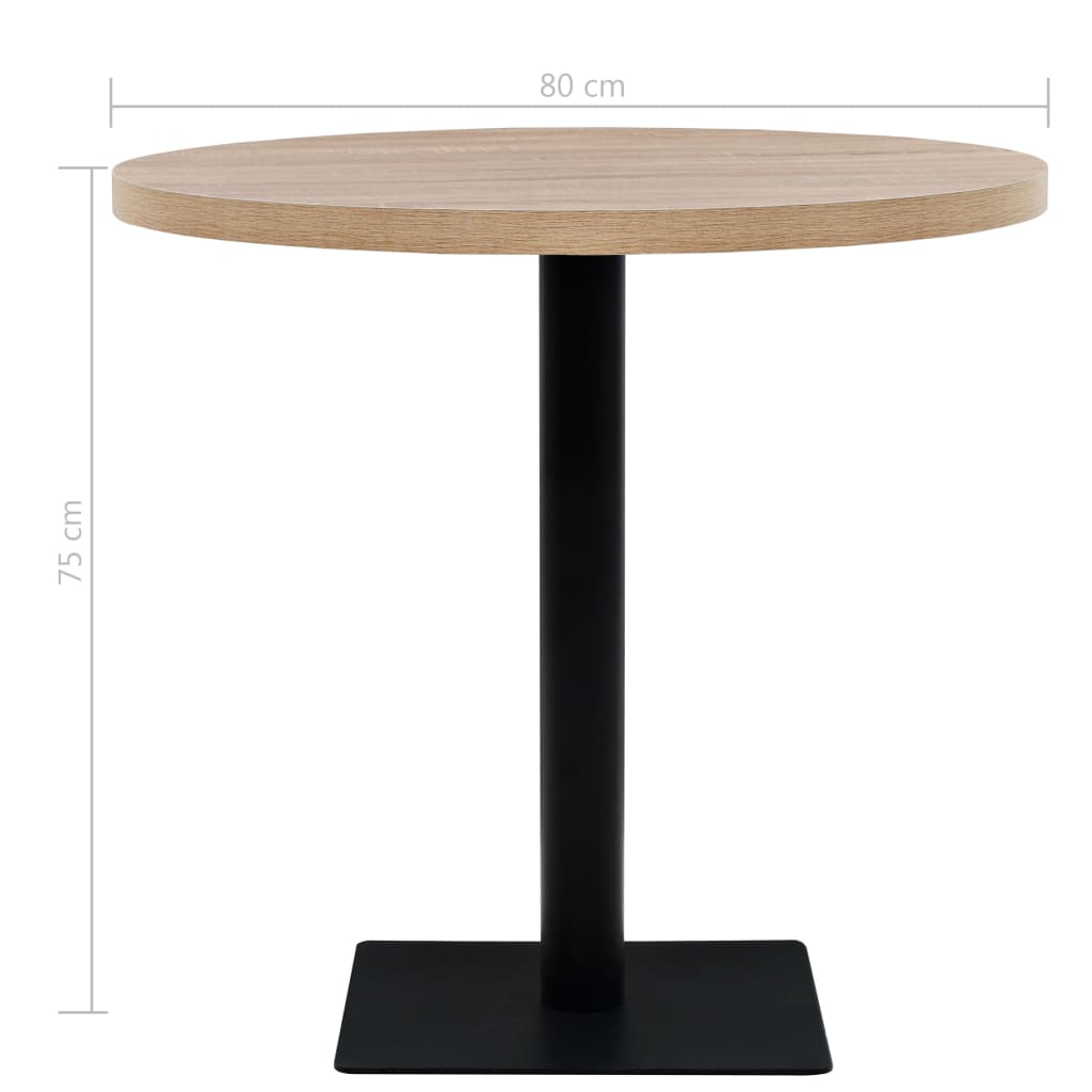 Table de bistro MDF et acier Rond 80 x 75 cm Couleur de chêne - XIOS