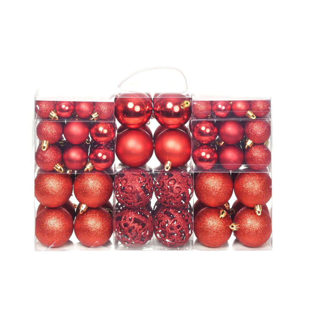 Ensemble de boules de Noël 100 pcs 3/4/6 cm Rouge - XIOS
