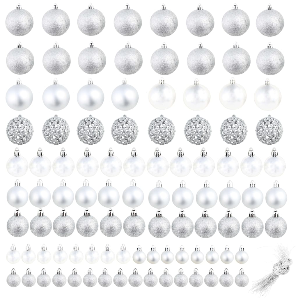Ensemble de boules de Noël 100 pcs 3/4/6 cm Argenté - XIOS
