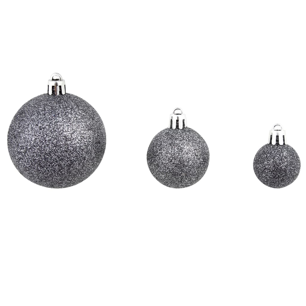 Ensemble de boules de Noël 100 pcs 3/4/6 cm Blanc/Gris - XIOS