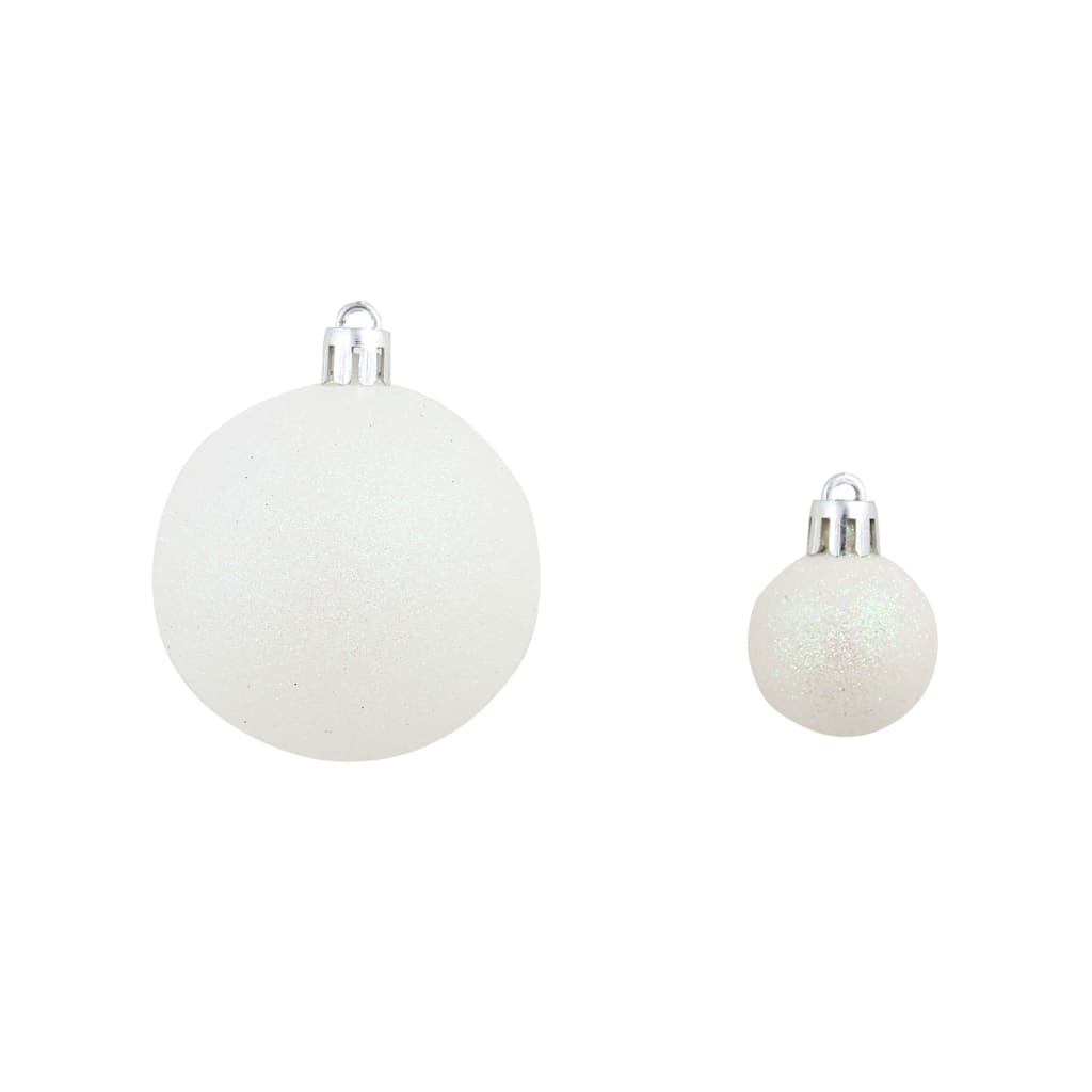 Ensemble de boules de Noël 100 pcs 3/4/6 cm Blanc/Gris - XIOS