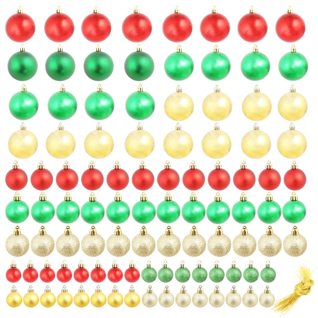 Boules de Noël 100 pcs Rouge/Doré/Vert - XIOS