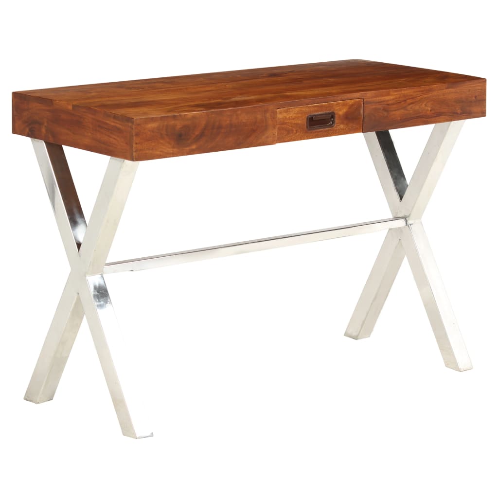 Bureau Bois d'acacia solide avec finition miel 110x50x76 cm Bureaux vidaXL   