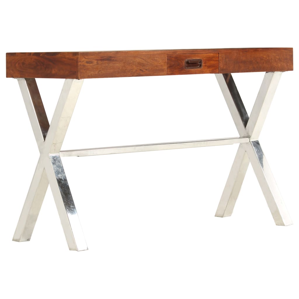 Bureau Bois d'acacia solide avec finition miel 110x50x76 cm Bureaux vidaXL   
