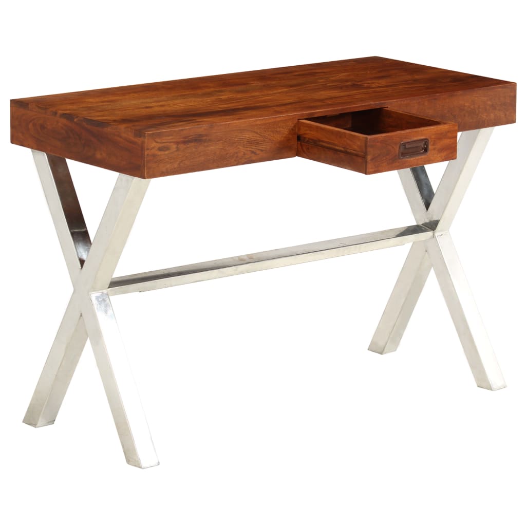 Bureau Bois d'acacia solide avec finition miel 110x50x76 cm Bureaux vidaXL   