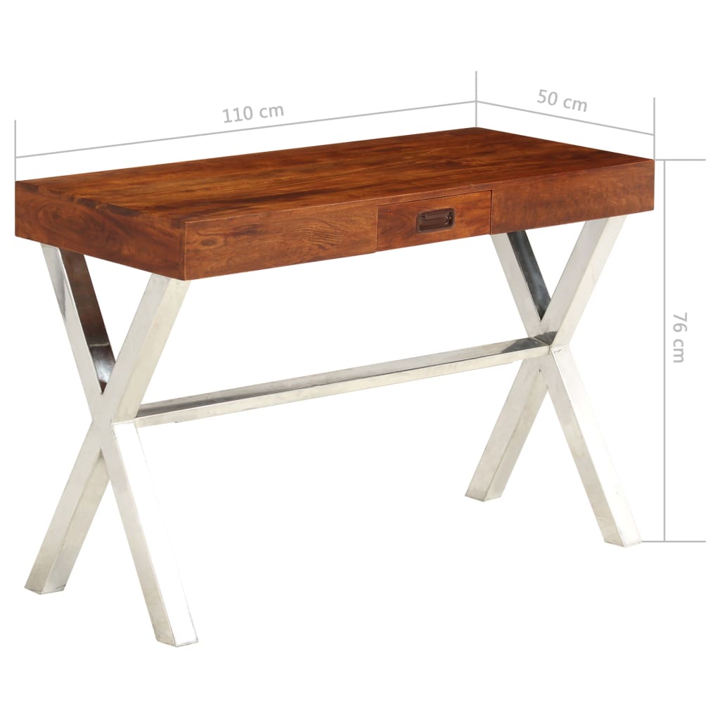 Bureau Bois d'acacia solide avec finition miel 110x50x76 cm Bureaux vidaXL   