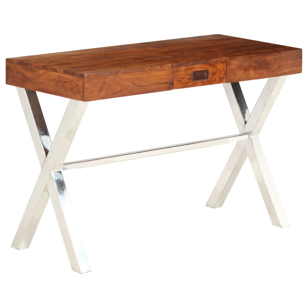 Bureau Bois d'acacia solide avec finition miel 110x50x76 cm Bureaux vidaXL   