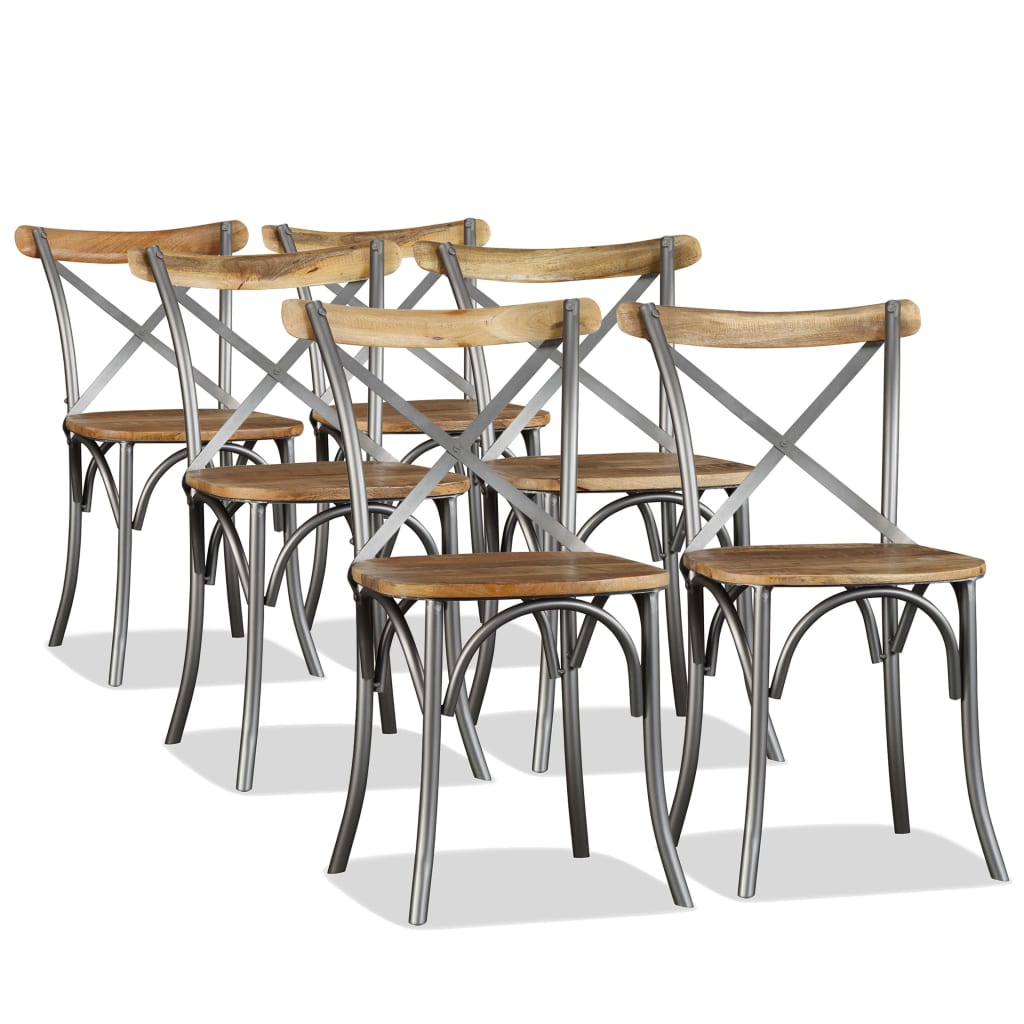 Chaises à manger lot de 6 bois de manguier massif et acier - XIOS
