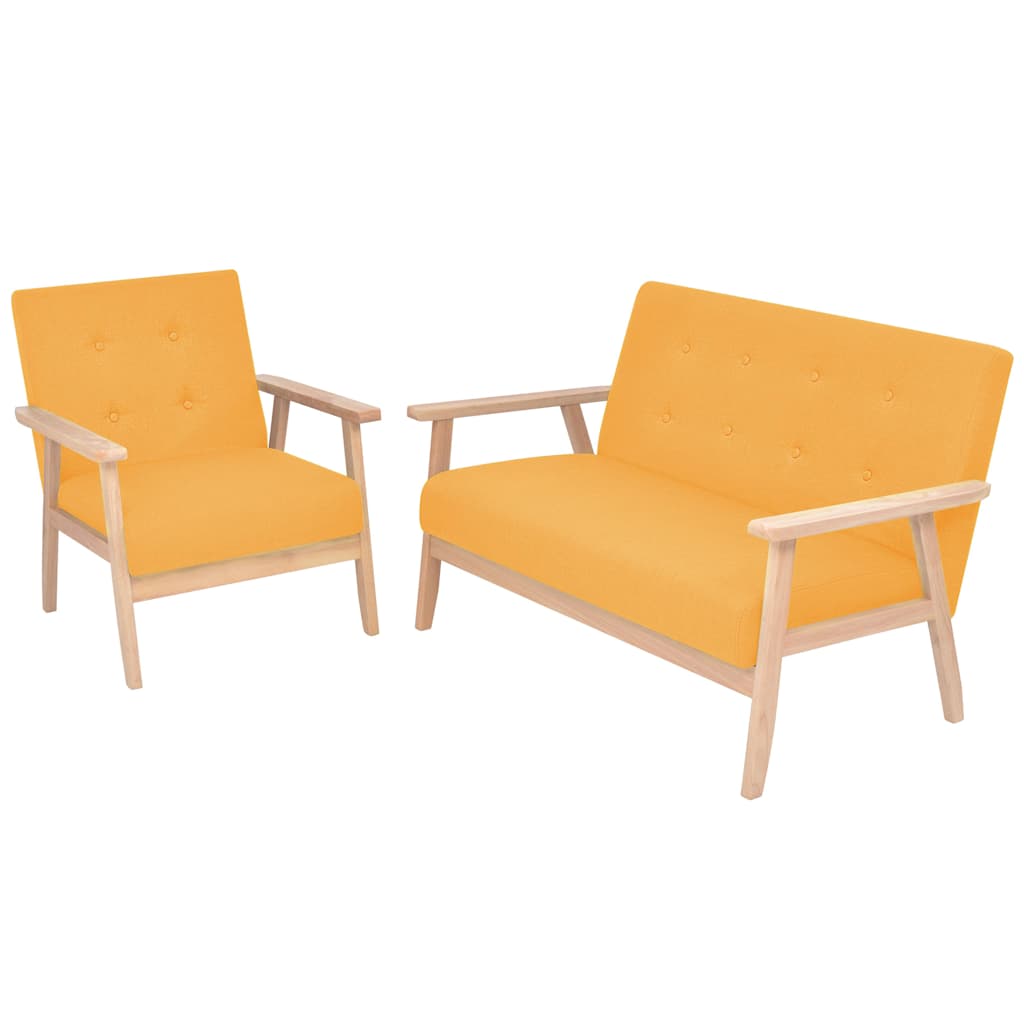 Ensemble de canapé 2 pcs Tissu jaune
