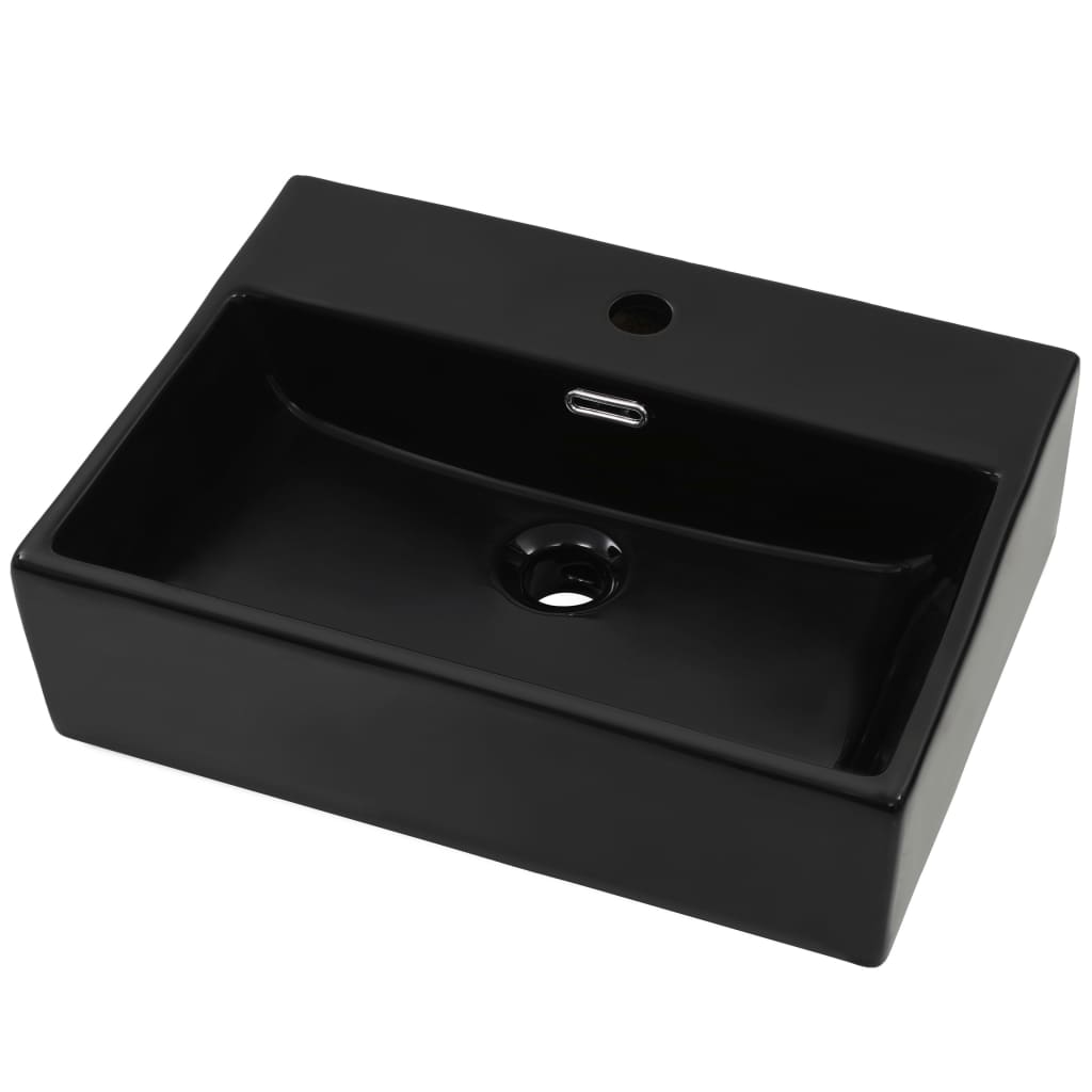 Vasque avec trou de robinet en céramique Noir 51,5x38,5x15 cm Lavabos vidaXL