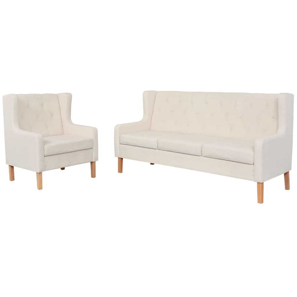Ensemble de canapés 2 pcs tissu blanc crème - XIOS