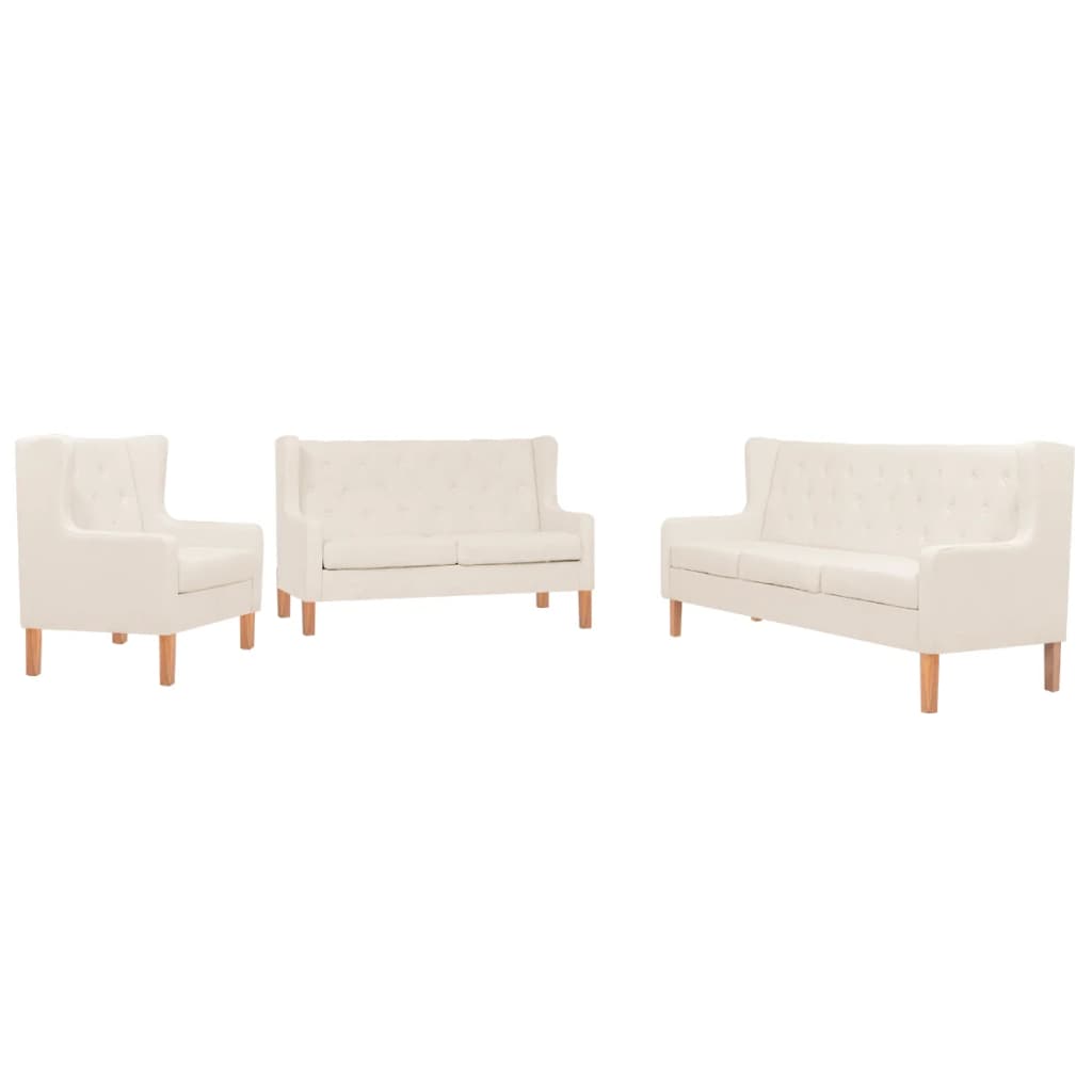 Ensemble de canapés 3 pcs tissu blanc crème - XIOS
