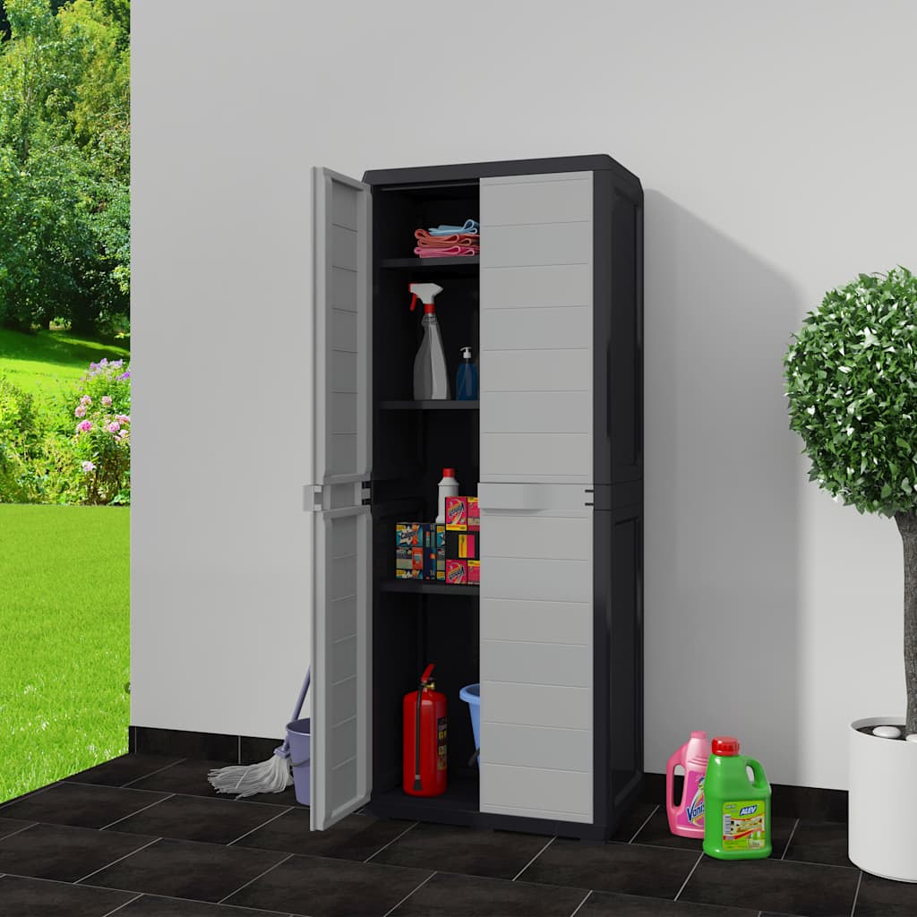 Armoire de rangement de jardin avec 3 étagères Noir et gris - XIOS