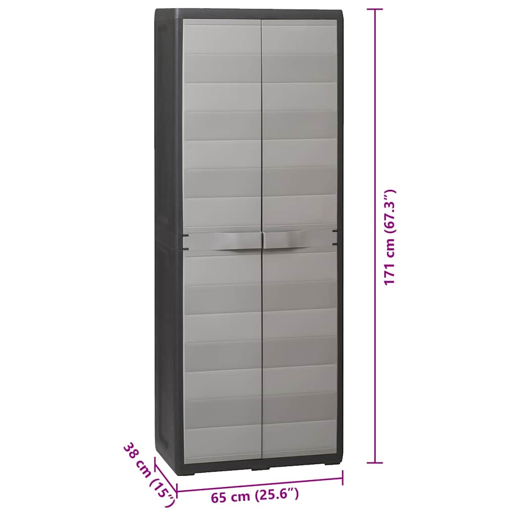 Armoire de rangement de jardin avec 3 étagères Noir et gris - XIOS