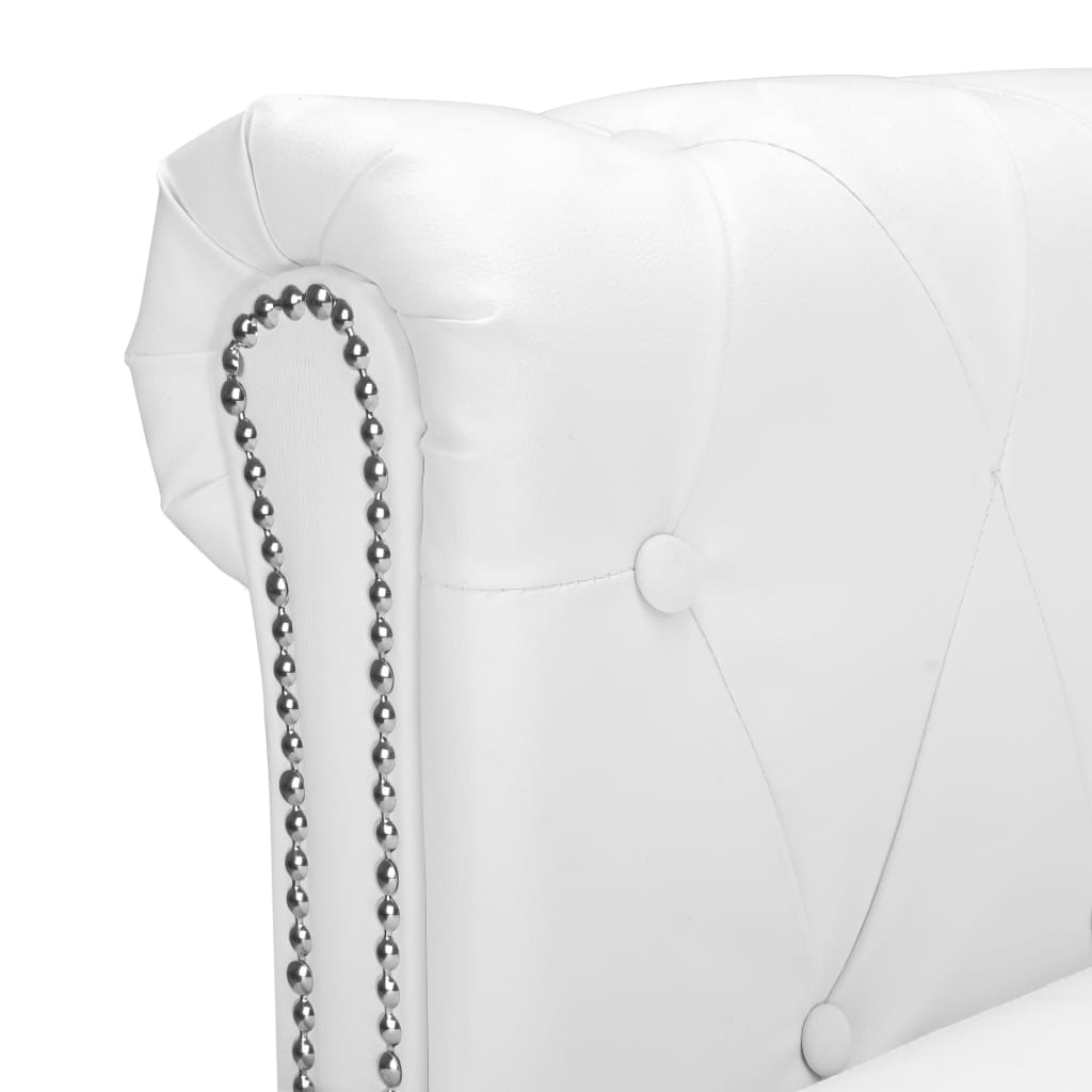 Canapé Chesterfield en forme de L cuir synthétique blanc - XIOS