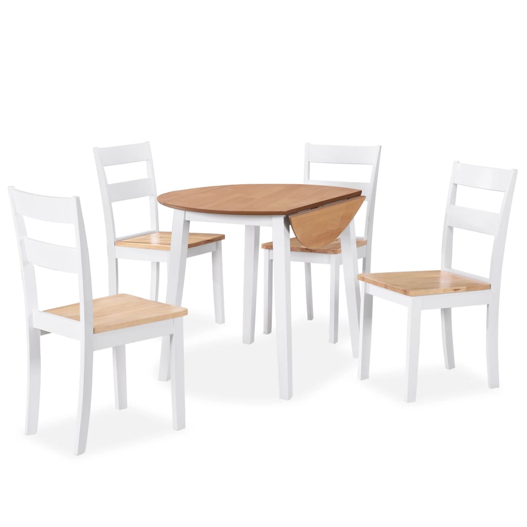 Ensemble de salle à manger 5 pcs MDF et hévéa Blanc - XIOS