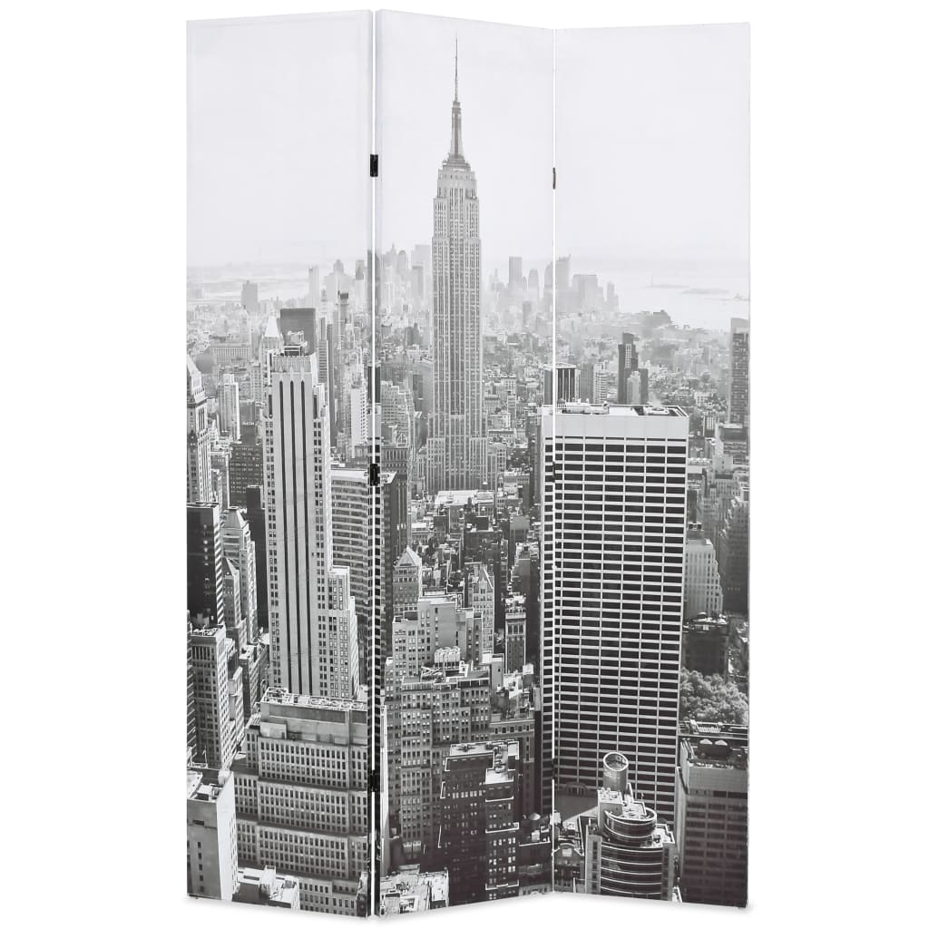 Cloison de séparation pliable 120x170 cm New York Noir et blanc XIOS