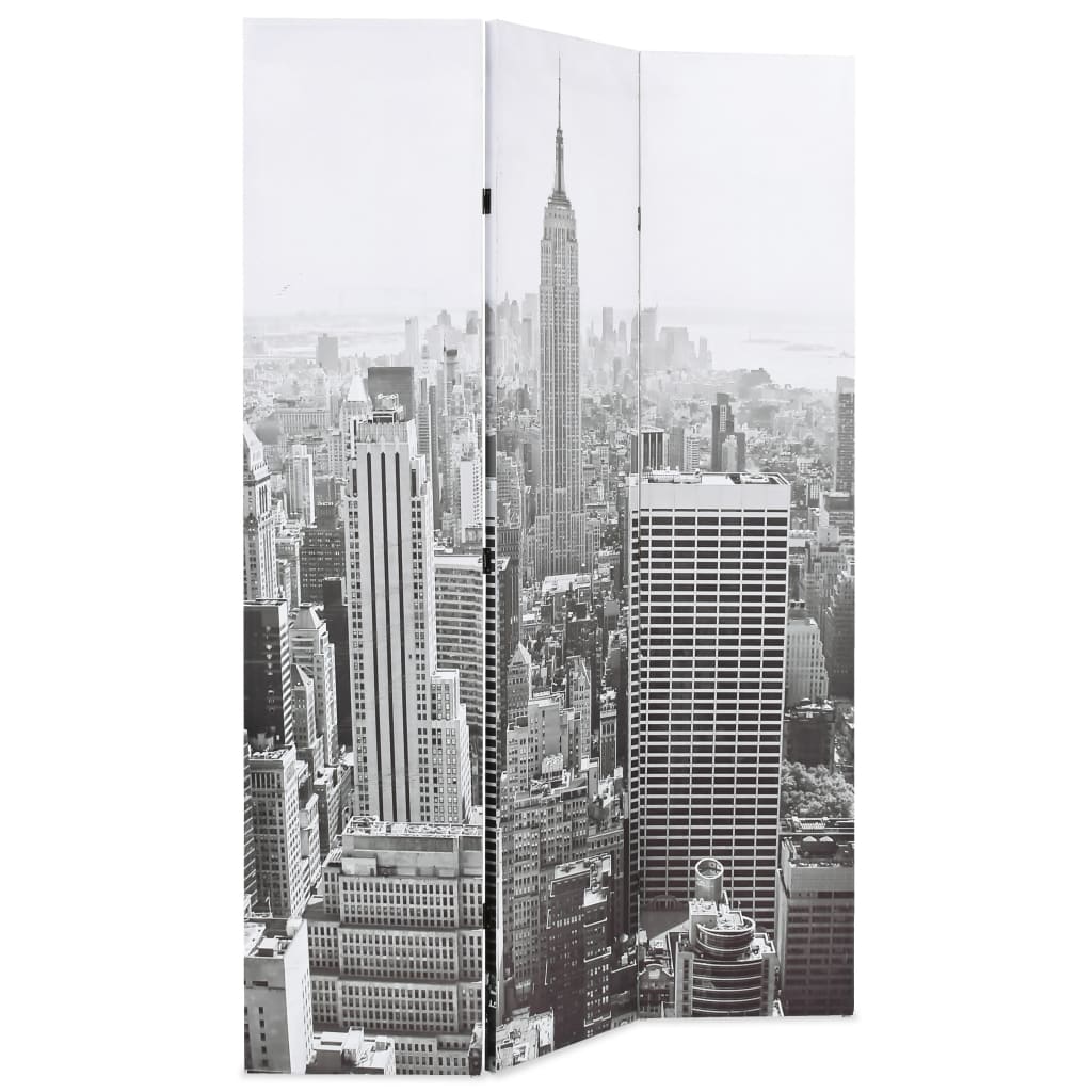 Cloison de séparation pliable 120x170 cm New York Noir et blanc XIOS