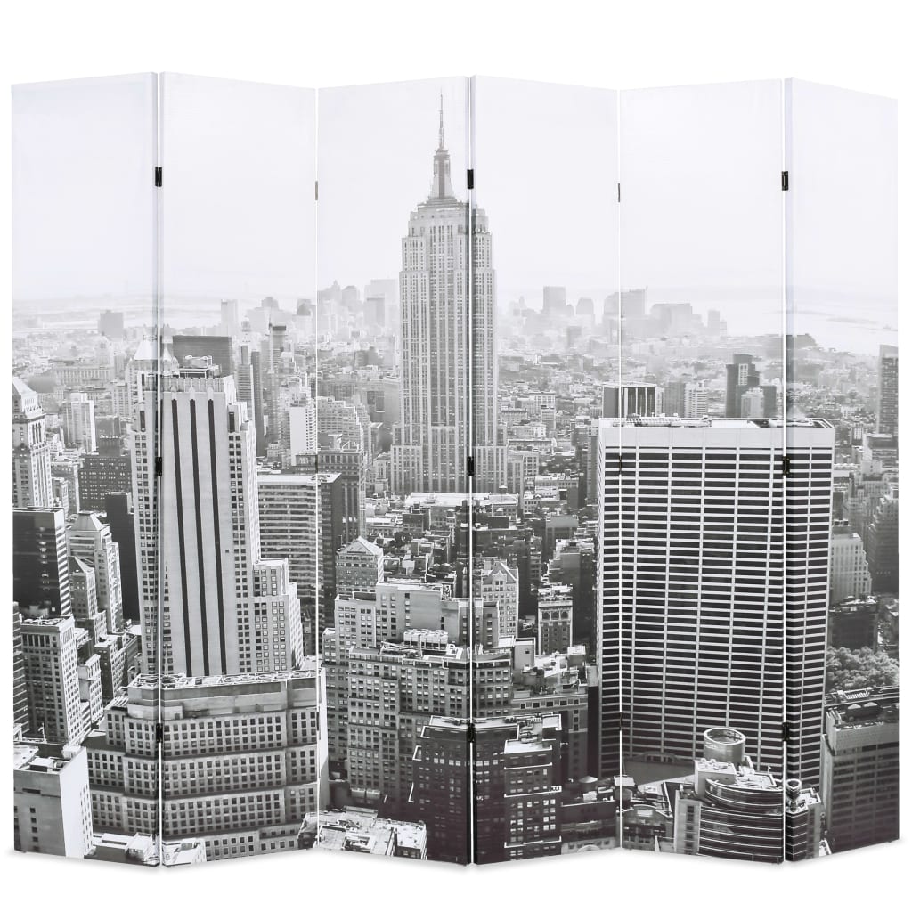 Cloison de séparation pliable 228x170 cm New York Noir et blanc - XIOS