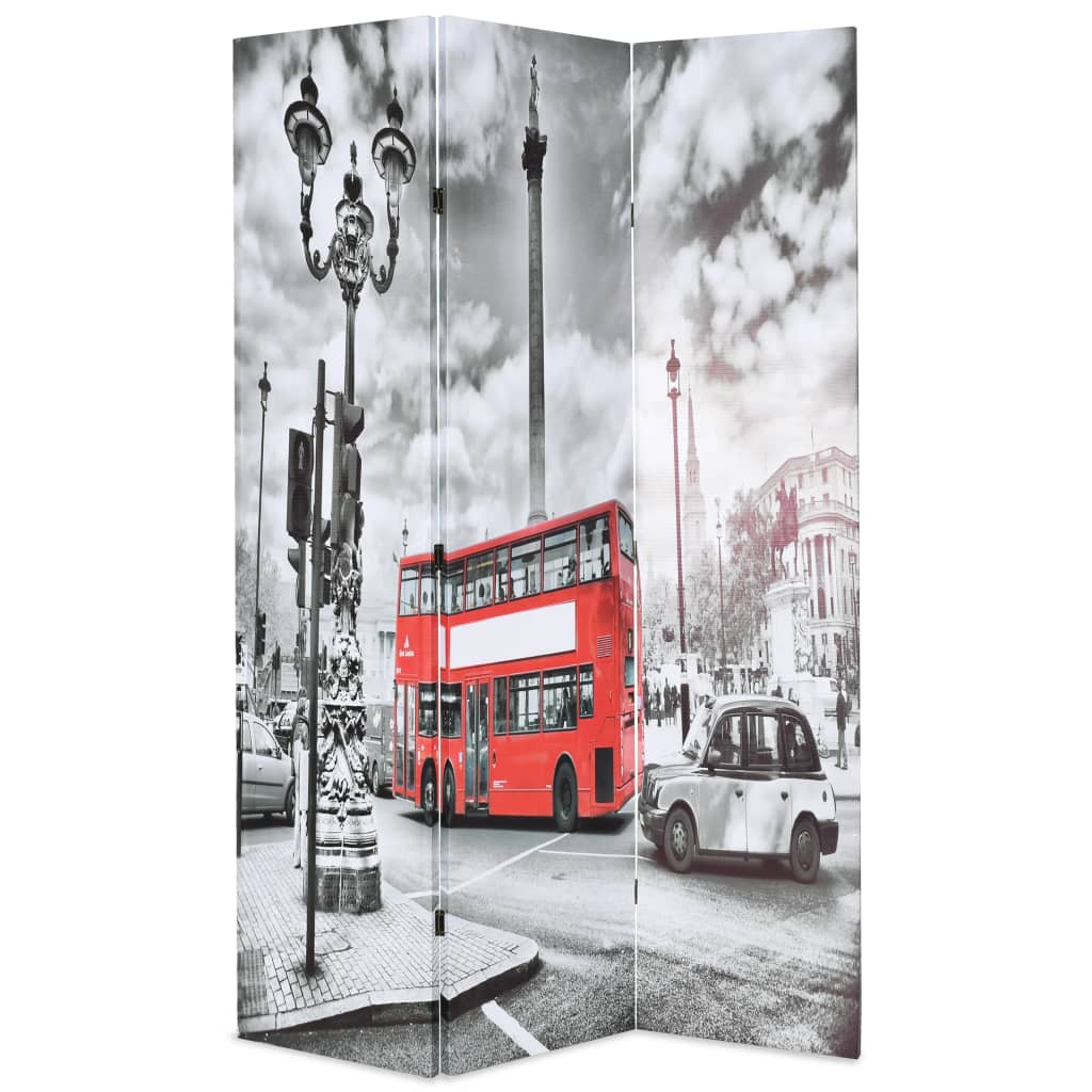 Cloison de séparation 120 x 170 cm Bus londonien Noir et blanc XIOS