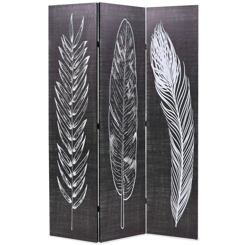 Cloison de séparation pliable 120 x 170 cm Plumes Noir et blanc - XIOS