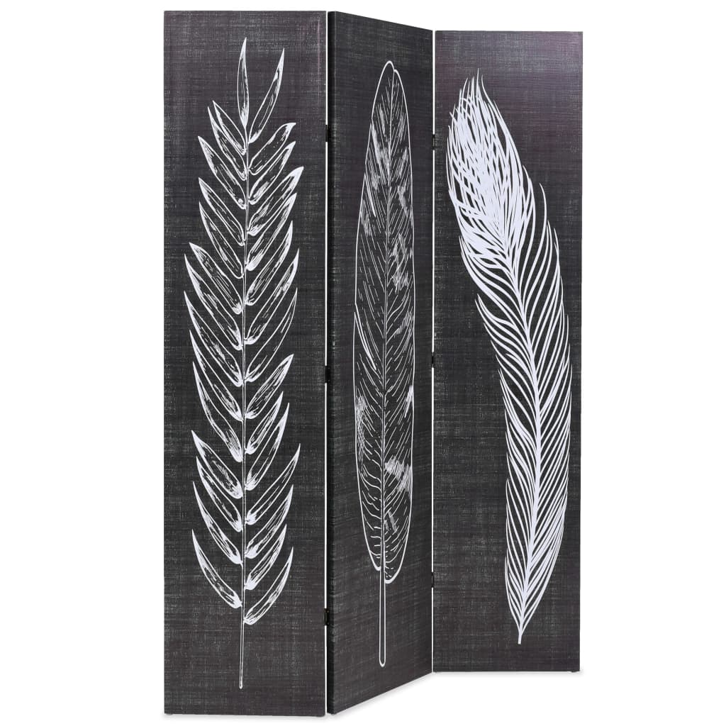 Cloison de séparation pliable 120 x 170 cm Plumes Noir et blanc - XIOS