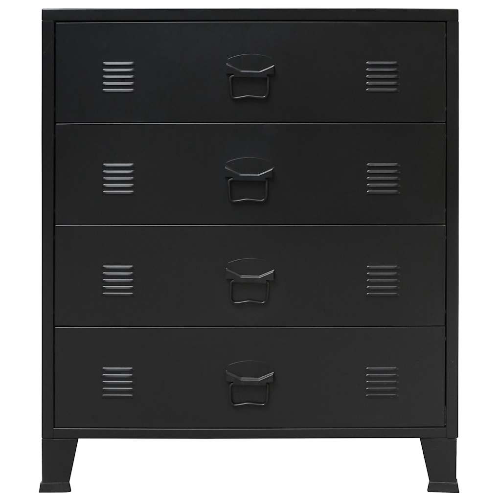 Commode à tiroirs Métal Style Industriel 78x40x93 cm Noir - XIOS