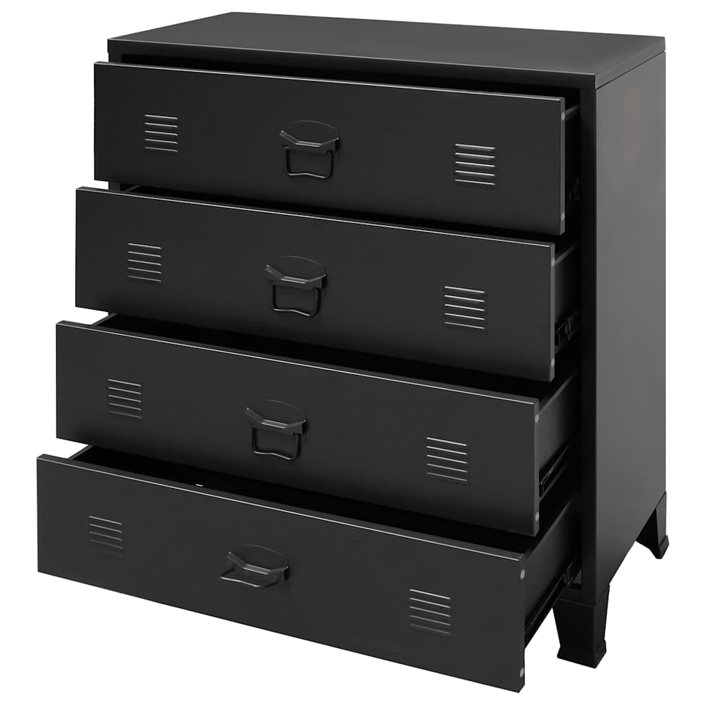 Commode à tiroirs Métal Style Industriel 78x40x93 cm Noir - XIOS