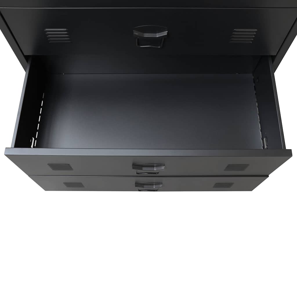 Commode à tiroirs Métal Style Industriel 78x40x93 cm Noir - XIOS