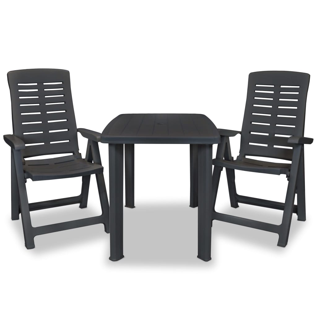Ensemble de bistro 3 pcs Plastique Anthracite