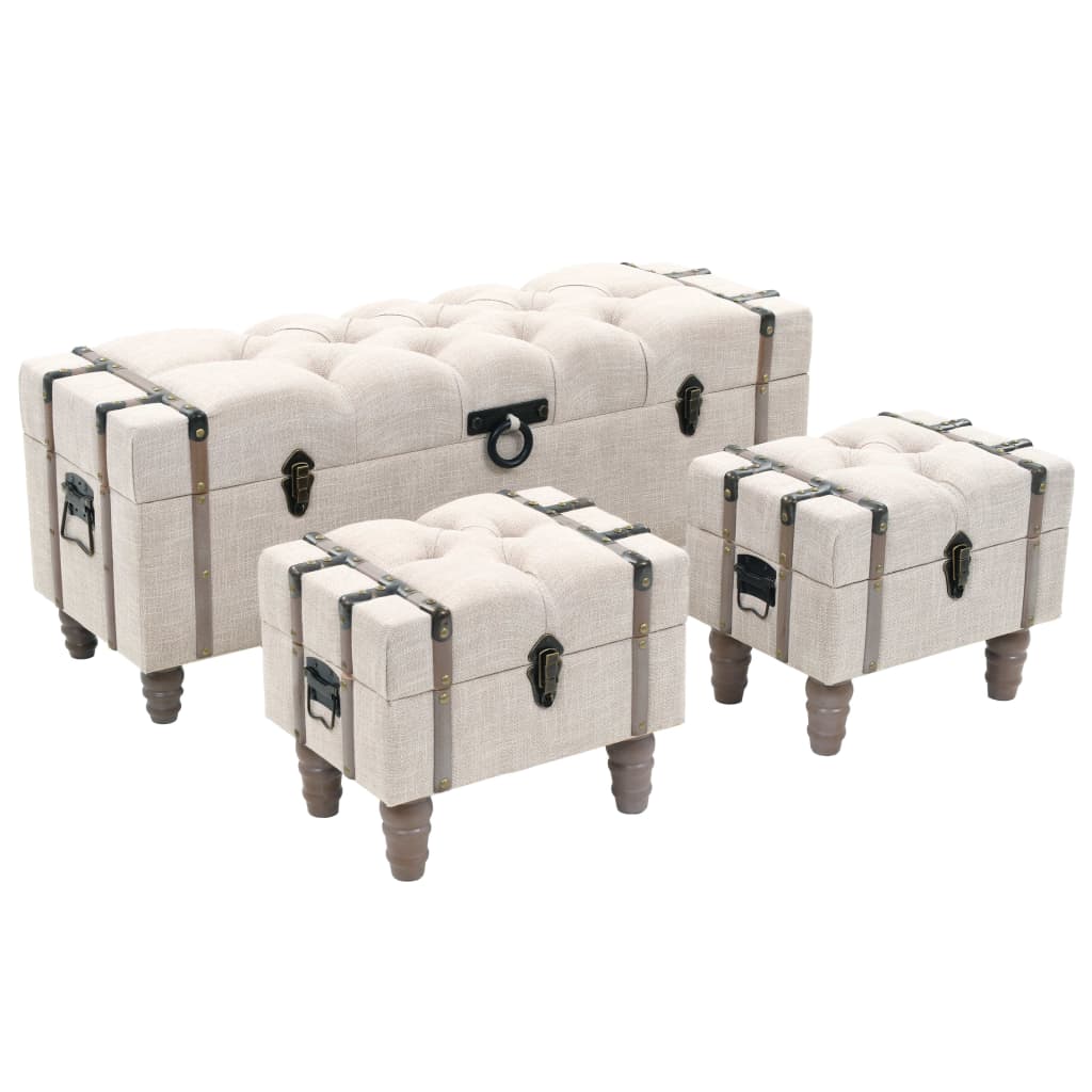 Ensemble de bancs de rangement 3 pcs Bois massif et acier - XIOS