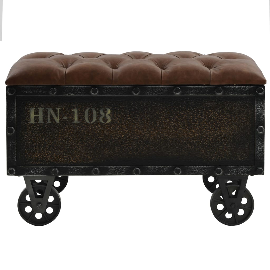 Banc de rangement Bois massif et similicuir 80,5x41x50 cm - XIOS