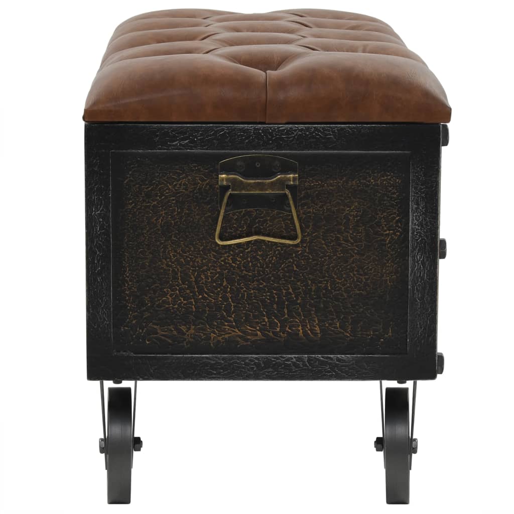 Banc de rangement Bois massif et similicuir 80,5x41x50 cm - XIOS