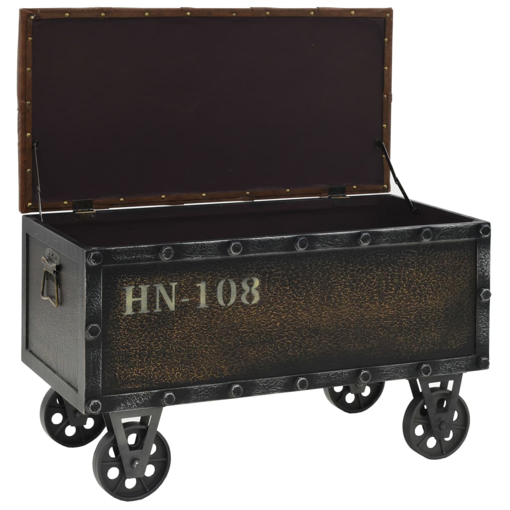 Banc de rangement Bois massif et similicuir 80,5x41x50 cm - XIOS