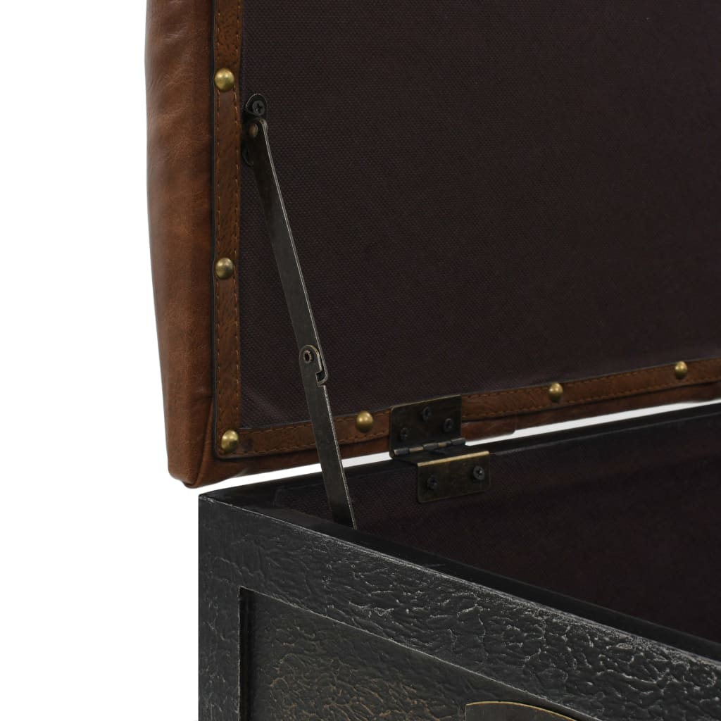 Banc de rangement Bois massif et similicuir 80,5x41x50 cm - XIOS