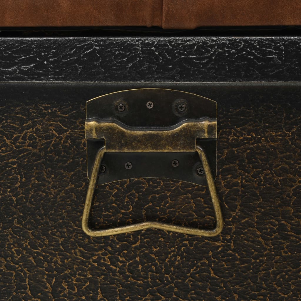 Banc de rangement Bois massif et similicuir 80,5x41x50 cm - XIOS