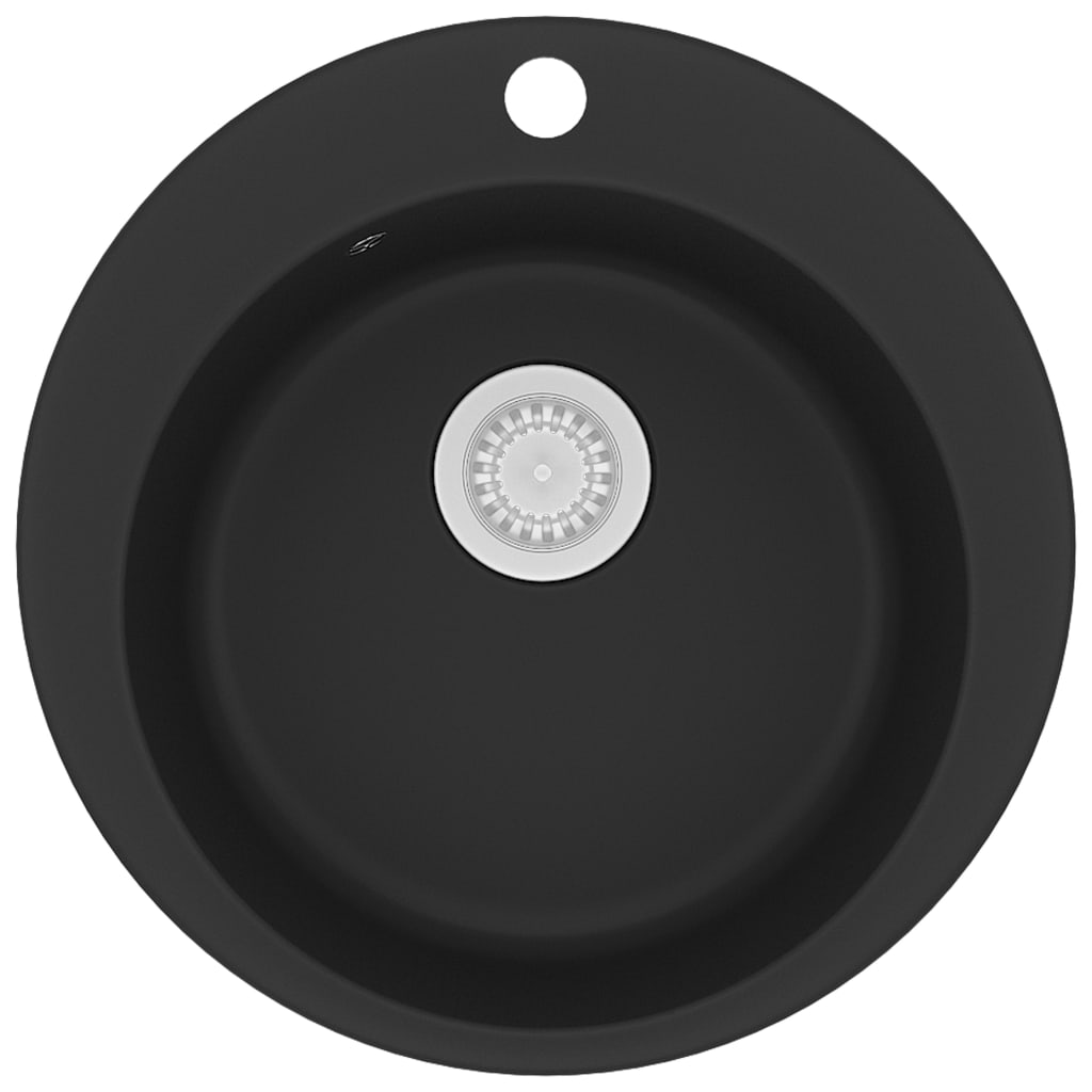 Évier de cuisine en granit Bac unique Rond Noir Éviers & Plonges vidaXL
