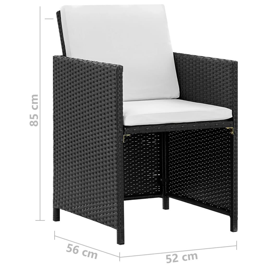 Salon de jardin encastrable 5 pcs et coussins Rotin Noir - XIOS