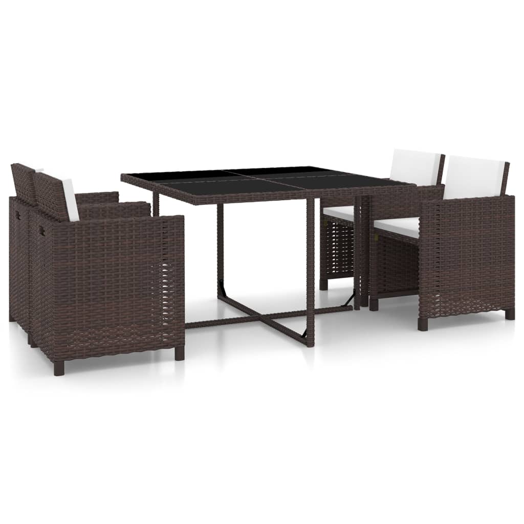 Ensemble à manger d'extérieur 5pcs avec coussins Résine tressée - XIOS