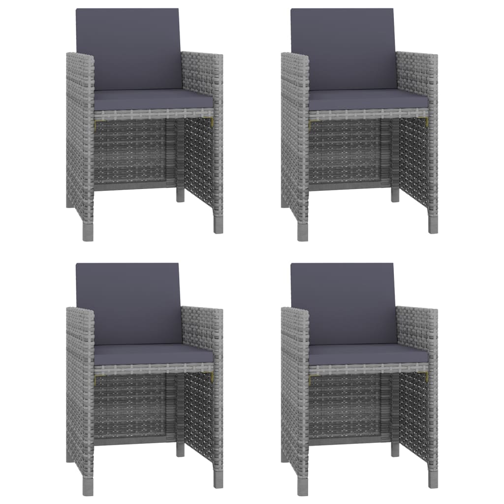 Ensemble à manger d'extérieur 5pcs coussins résine tressée gris - XIOS