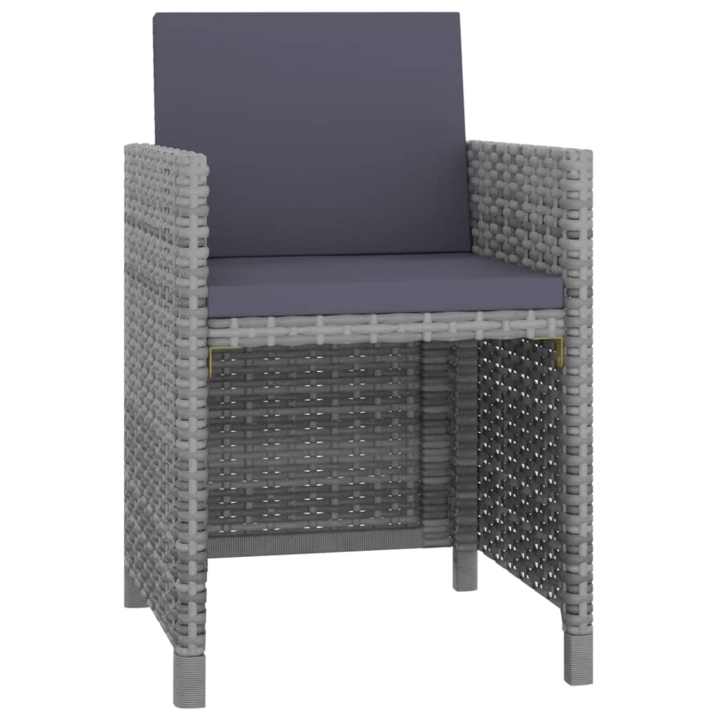 Ensemble à manger d'extérieur 5pcs coussins résine tressée gris - XIOS