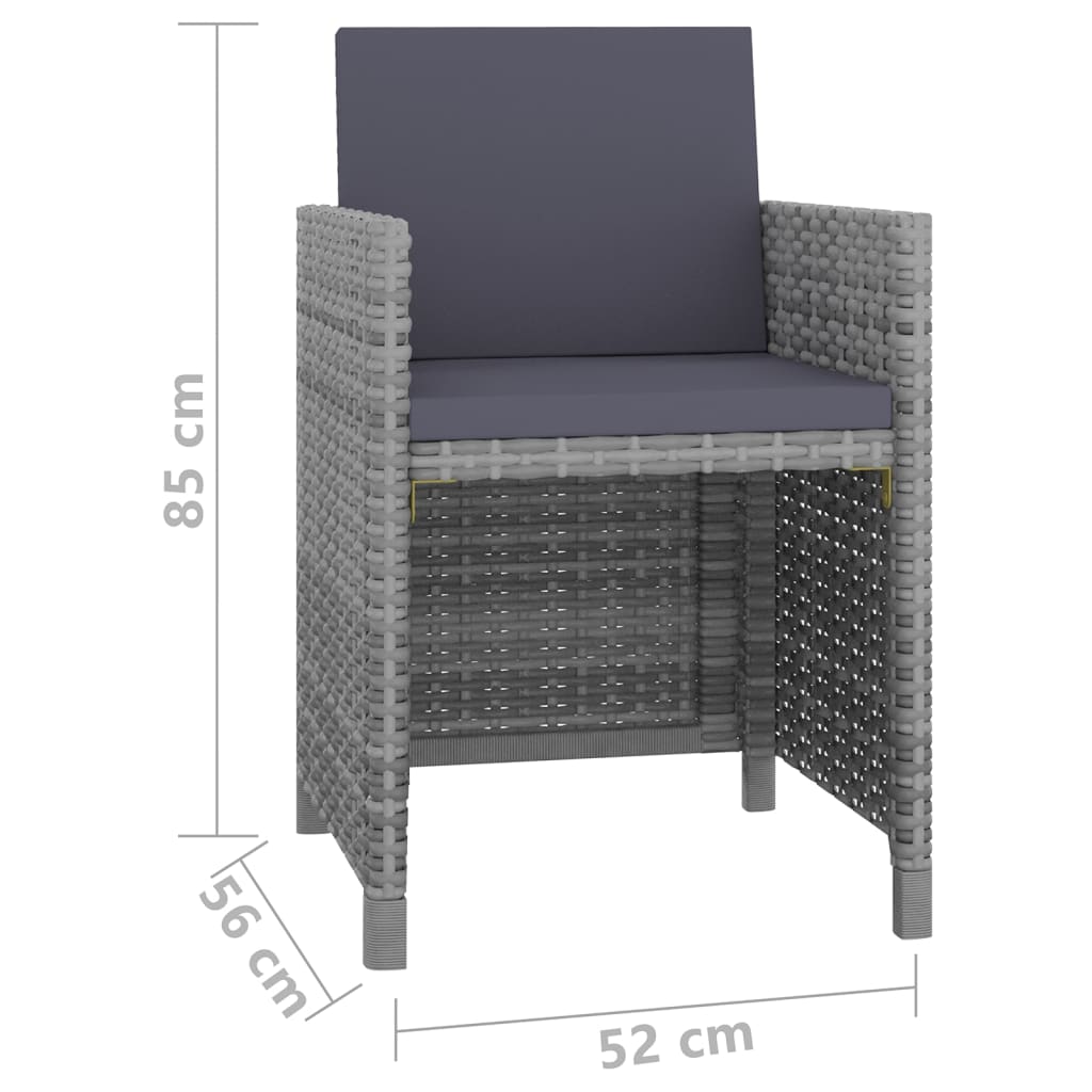Ensemble à manger d'extérieur 5pcs coussins résine tressée gris - XIOS