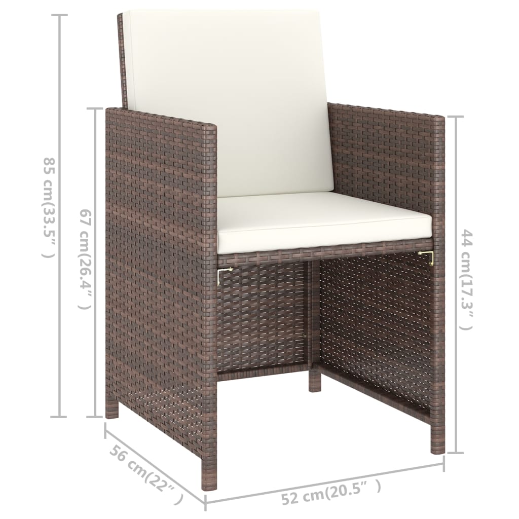 Ensemble à manger d'extérieur avec coussins 6pcs Résine tressée - XIOS