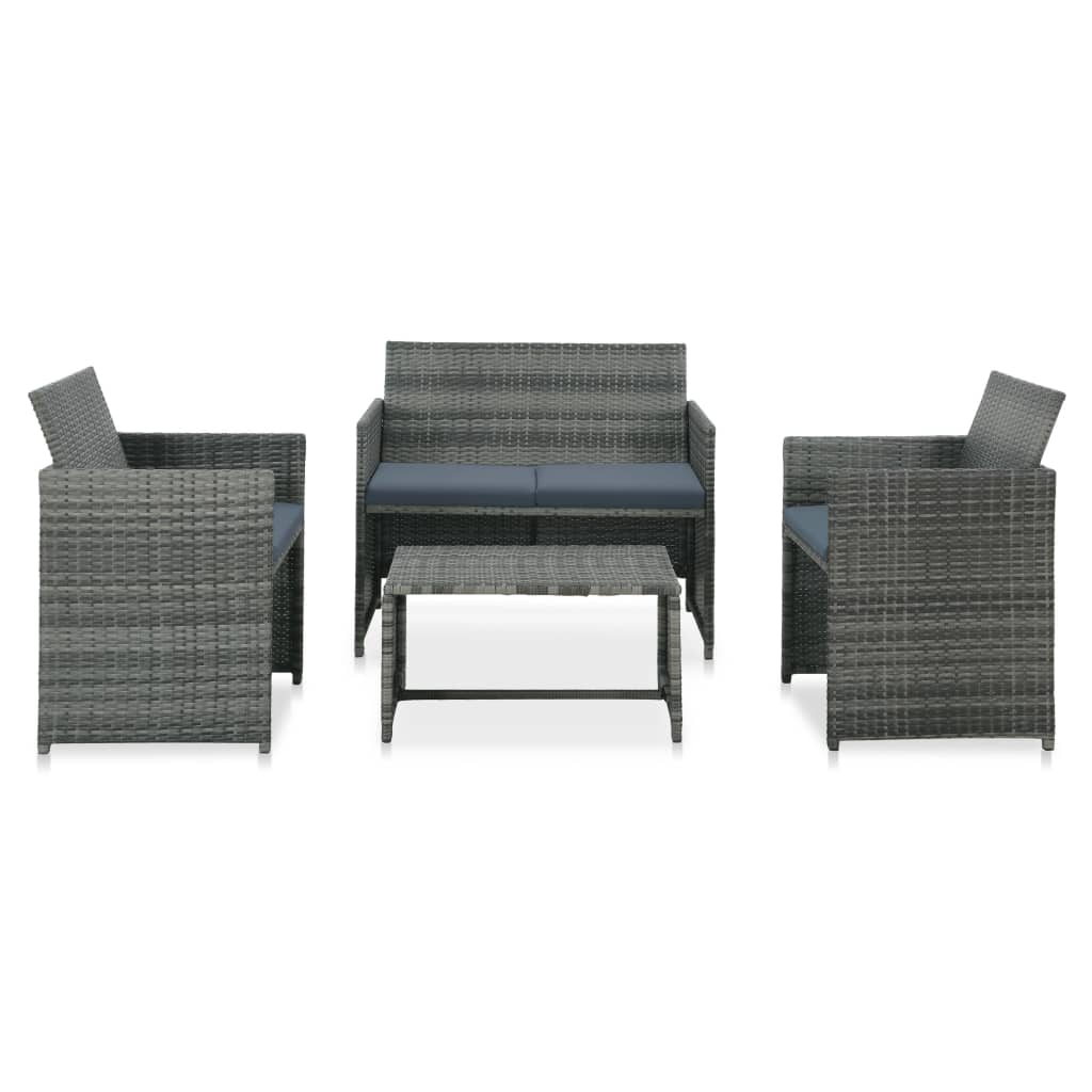 Salon de jardin 4 pcs avec coussins résine tressée gris - XIOS