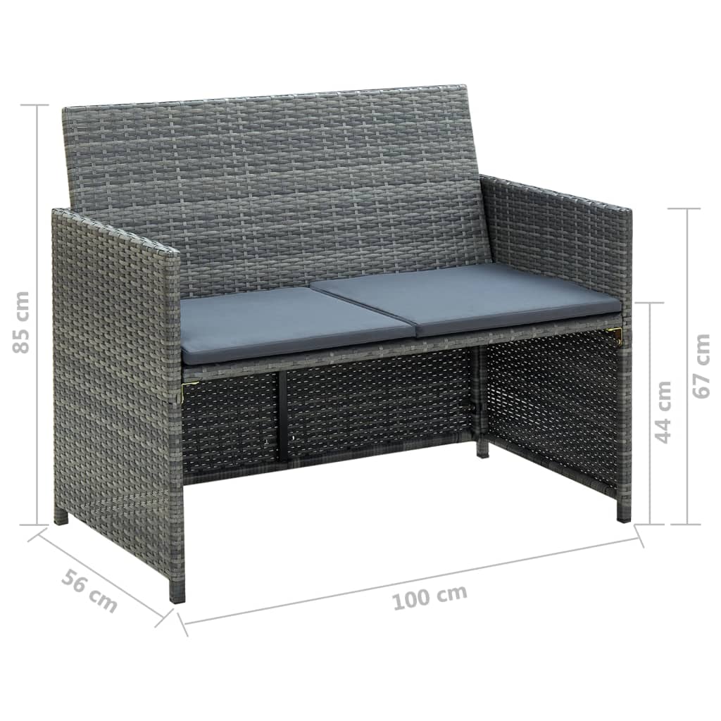 Salon de jardin 4 pcs avec coussins résine tressée gris - XIOS
