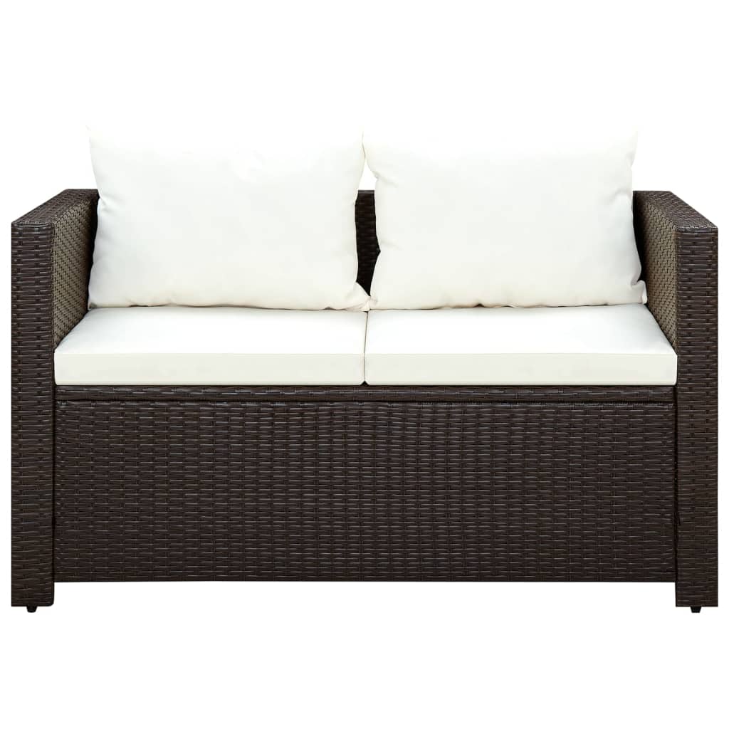 Ensemble de bistro 3 pcs avec coussins marron résine tressée - XIOS