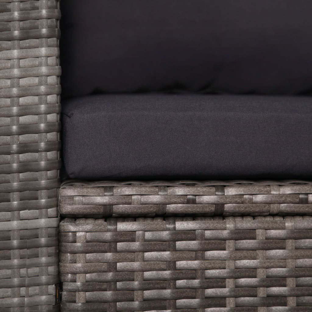 Ensemble de bistro 3 pcs avec coussins gris résine tressée - XIOS