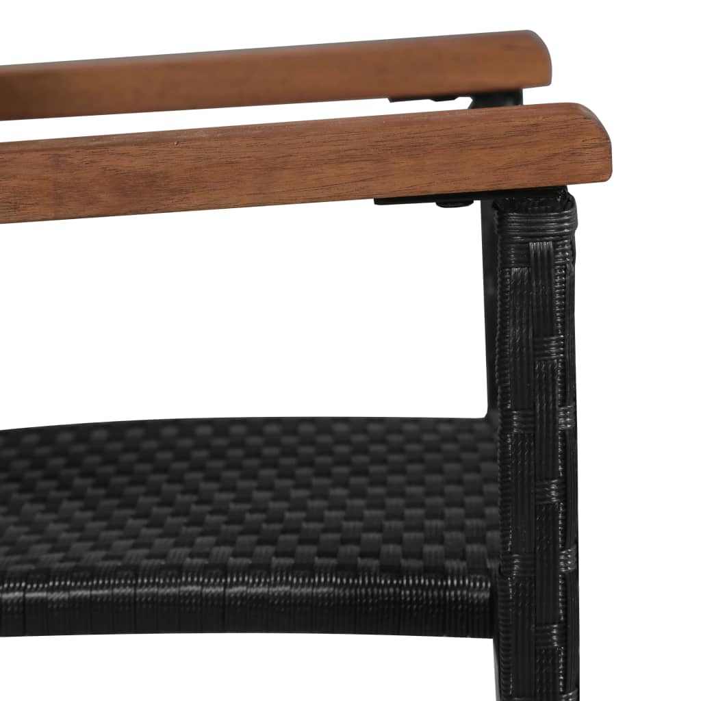 Ensemble à manger d'extérieur 7pcs Résine tressée acacia Noir - XIOS