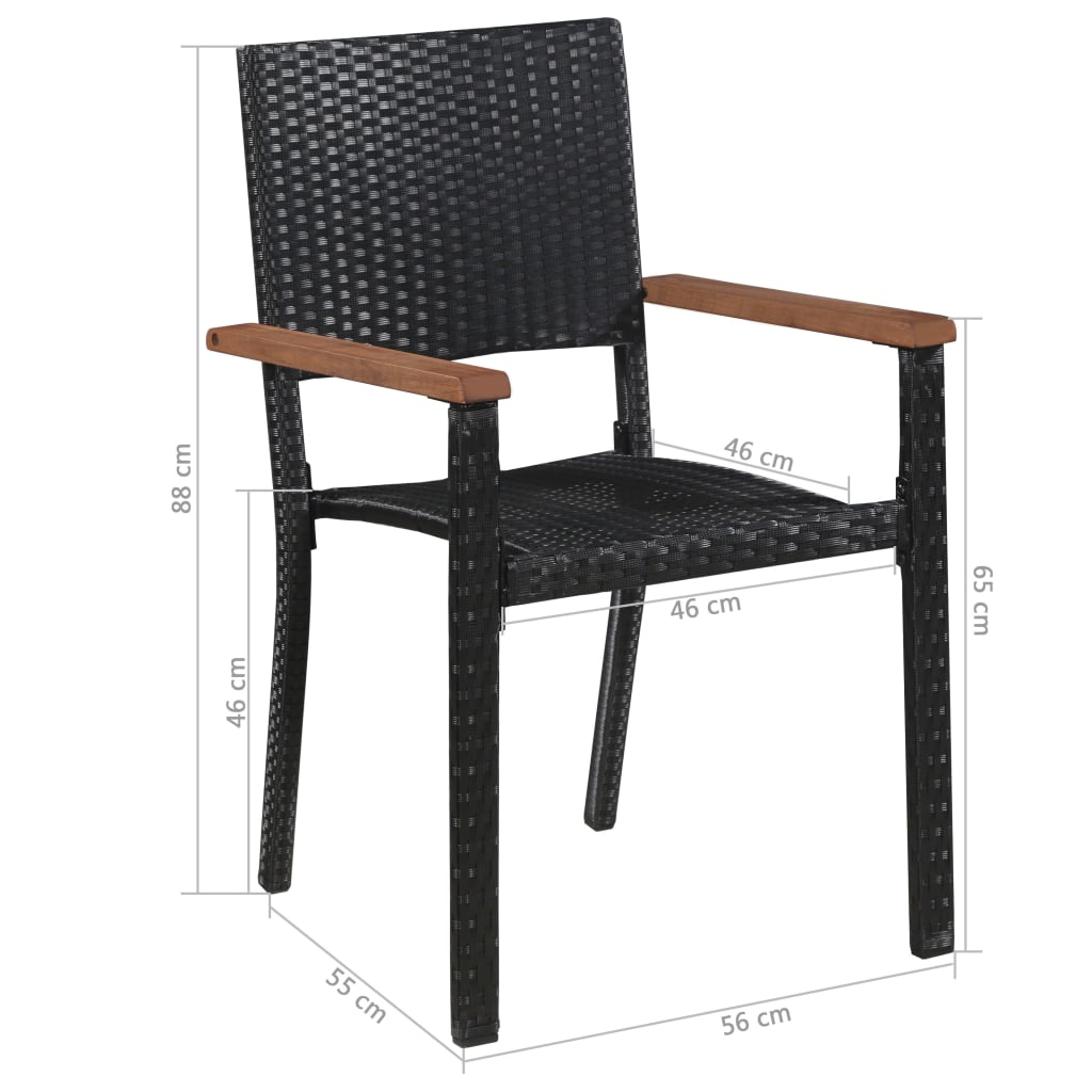 Ensemble à manger d'extérieur 7pcs Résine tressée acacia Noir - XIOS