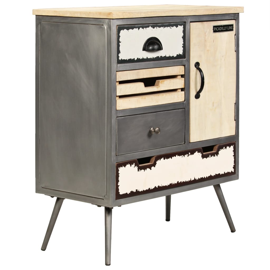 Buffet Bois de manguier massif et acier 65x33x76 cm